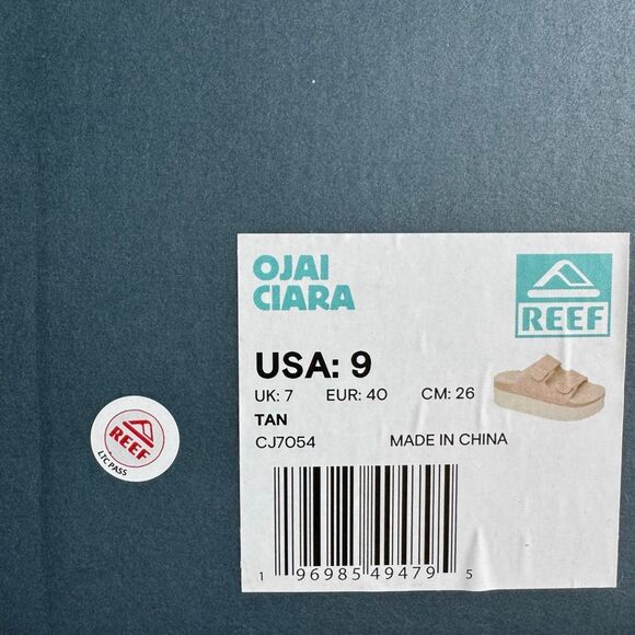 Reef Ojai Ciara 2-Bar Shearling Lined Tan Suede Platform Slides Women’s Size 9 - Picture 8 of 8